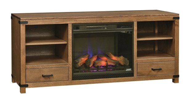 Amish 72" Brush Creek TV Stand with Electric Fireplace Option
