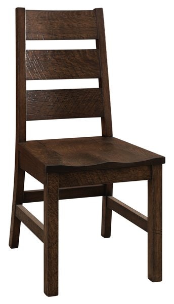 Amish-Old Forge-Dining-Chair Three Back Supports Slats Vertical Armless Solid Wood