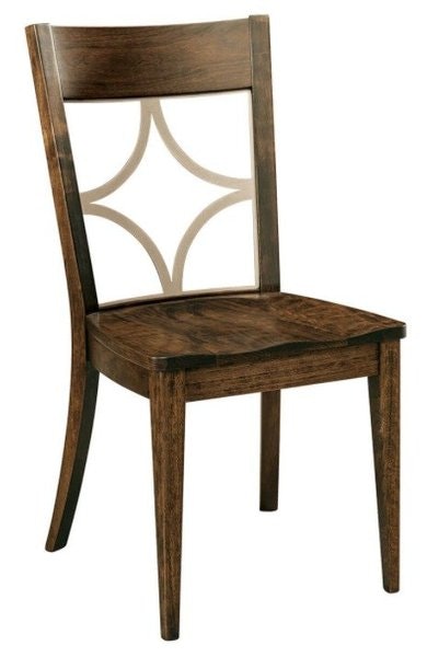 Amish Sacadaga Side Dining Chair With Unique Back Support Solid Wood Armless