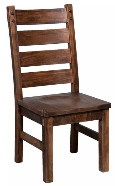 Amish Boulder Rustic Rough Sawn Wormy Maple Ladderback Dining Chair