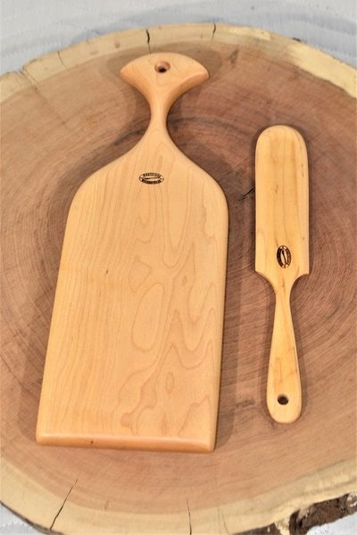 Handcrafted Maple Wood Bread Board & Butter Knife Gift Set In-Stock