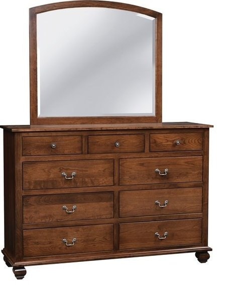 Amish Valois Nine Drawer Dresser with Optional Mirror