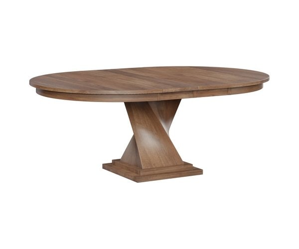 Amish 54" Maple Wood Oxnard Modern Single Pedestal Extension Dining Table - Quick Ship