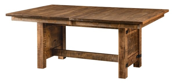 Amish Handcrafted Myakka Rustic Rough Sawn Wood Trestle Dining Table