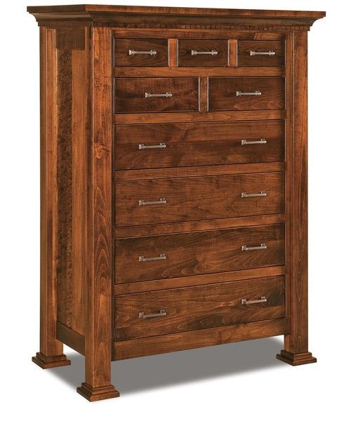 Amish 45 Inch David 9-Drawer Chest of Drawers with Solid Wood Inset End Panels - Quick Ship