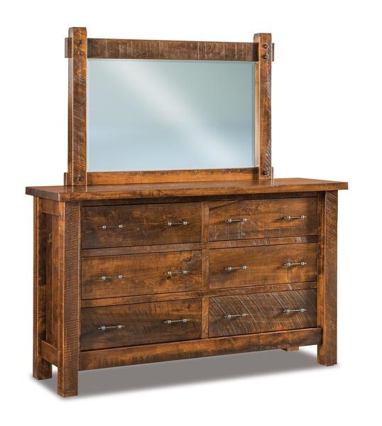Amish Rustic Wood Dutton 6-Drawer Dresser shown in Rough Saen Brown Maple Wood with Vintage Antique Stain - Quick Ship