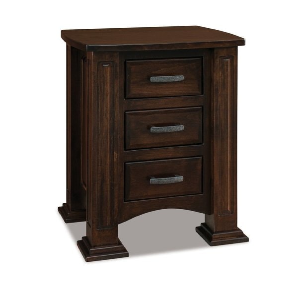 Amish William Maple Wood 25 Wide Three Drawer Nightstand with 1 Inch Solid Wood Top - Quick Ship