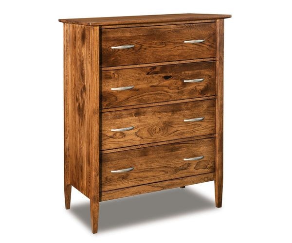 Amish 50 3/4 Inch High Macey 4-Drawer Chest of Drawers with Optional Hidden Secret Drawer Compartment