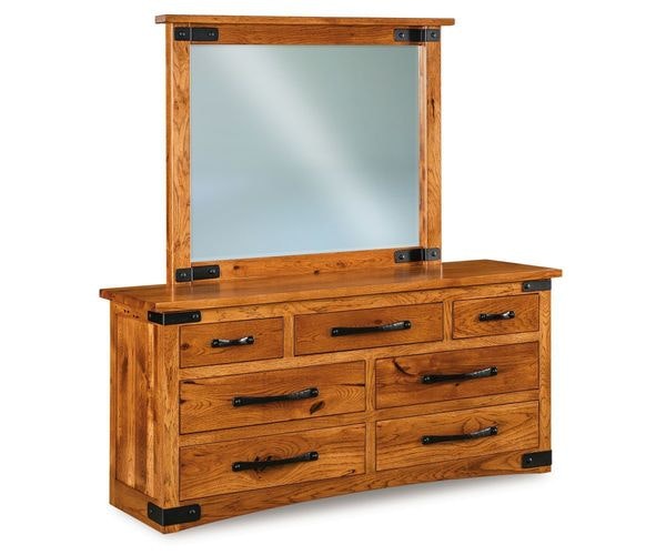 Amish Beatrice 31 1/2 Inch Tall Industrial/Rustic Style 7 Drawer Dresser with Optional Mirror