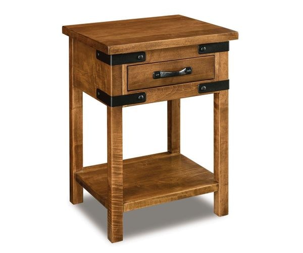 Amish Beatrice 1-Drawer Open Nightstand shown in Brown Maple Wood with an Almond Stain