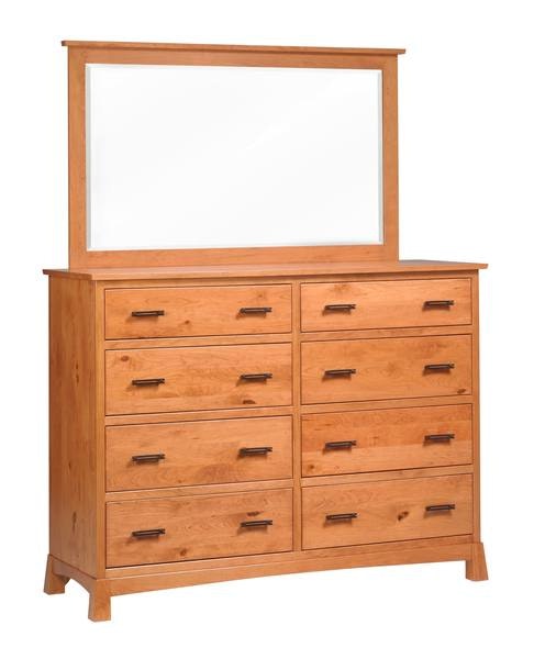 Amish 47 Tall Samantha Modern Rustic High Dressers shown in Rustic Cherry with Finish and Chandler Hardware