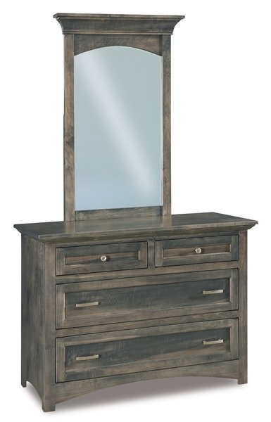 Amish Broderick Custom 4-Drawer Dresser with Choice of 50 1/2 or 40 1/2 Inches Wide and Optional Beveled Mirror