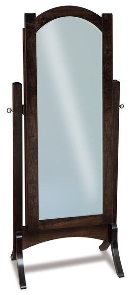 Amish Fern Beveled Cheval Mirror with Optional Jewelry Storage shown in Brown Maple with Briar stain
