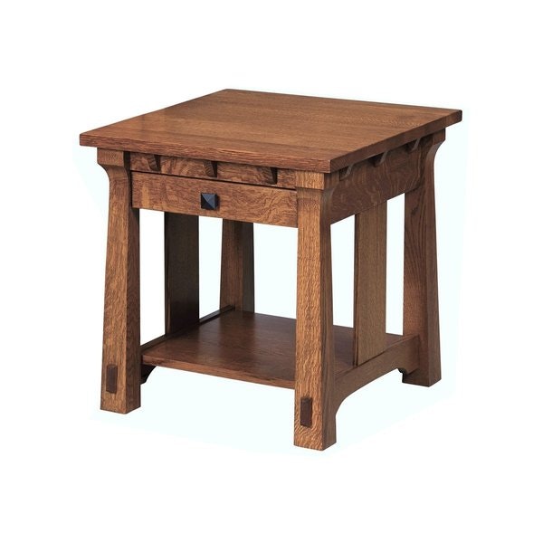 The Mission Style Selba End Table with Drawer Handcrafted From QSWO Wood with Michaels Cherry Finish