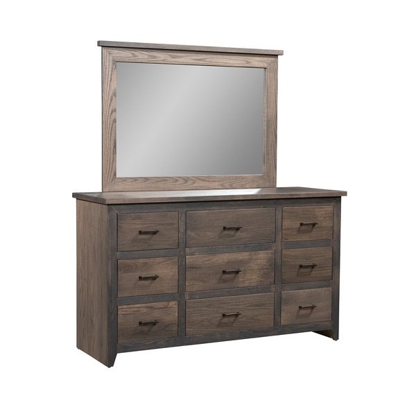 Amish Weathered Loft 9 Drawer Dresser with Optional Mirror