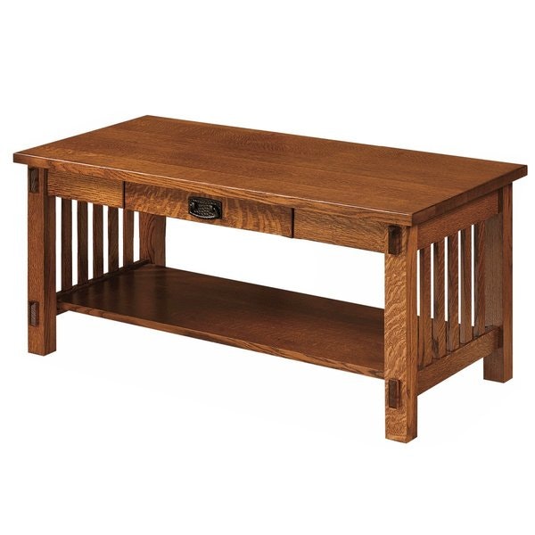 The Mission Style Verbena Coffee Table with Drawer Handcrafted From QSWO Wood with Michaels Cherry Finish