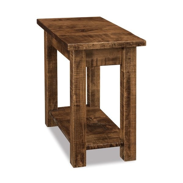 Amish 14 Wide Dutton Chairside End Table in Rough Sawn Rustic Brown Maple– Quick Ship