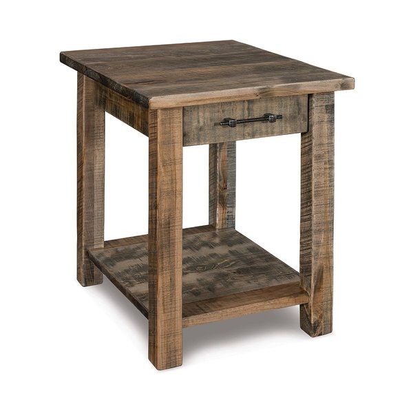 Amish Dutton24 1/2 Tall End Table in Rough Sawn Rustic Brown Maple- Quick Ship