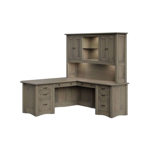 Amish Timberleaf Corner Desk with Optional Hutch Top