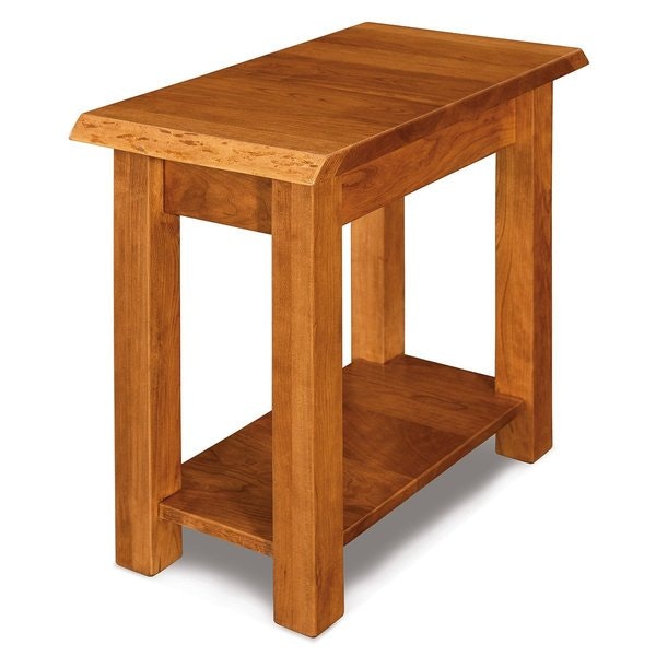 Amish 24 Tall Clarity Side Table with Live Edge and 3/8 Inch Radius Corners