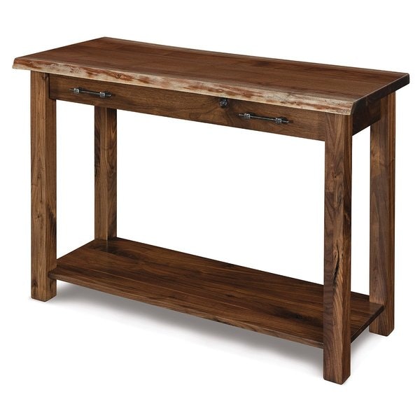 Amish 43 3/4 Clarity Sofa Table with Live Edge with Mortise and Tenon Construction