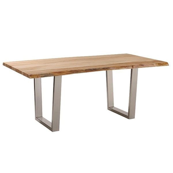Amish Modern Live Edge Wood Dining Table with Metal Base