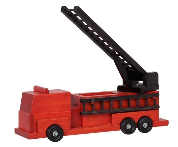 American Made Wooden Toy Red Fire Truck In-Stock