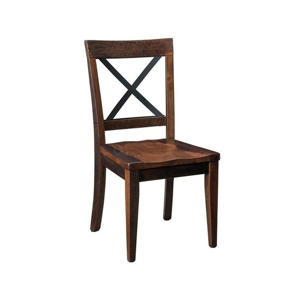 Amish Wellington Cross Back Reclaimed Barnwood Dining Chair