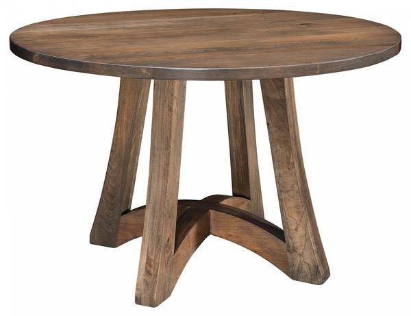 Amish Alton Contemporary Round Dining Table with Solid Top