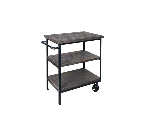 Amish Rustic Reclaimed Wood Rolling Tea Cart