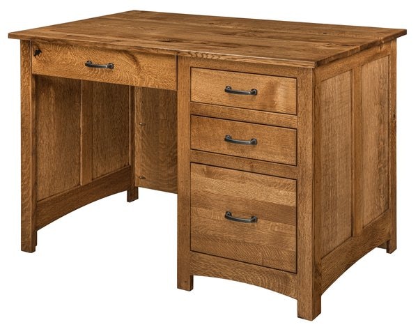 Amish Woodcreek Oak Wood Single Pedestal Desk  - Quick Ship
