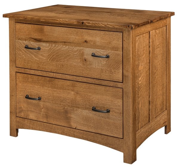 Shown in Rustic Quarter-Sawn White Oak with Almond Stain with 6373-DACM Pulls