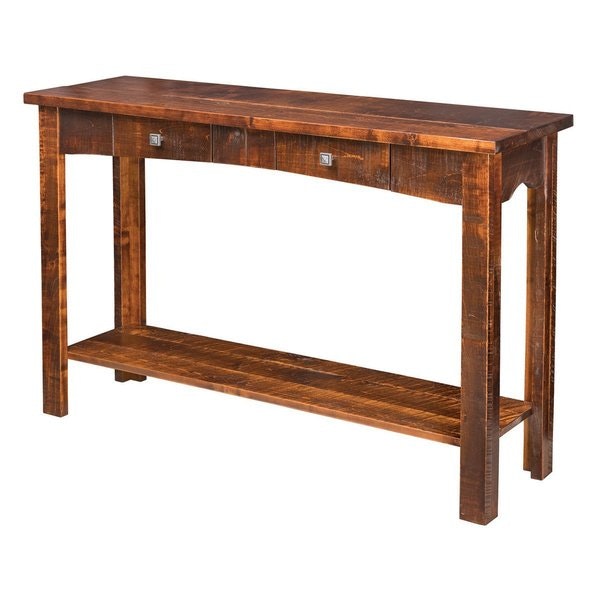 Amish Rough-Cut Maple Wood Sofa Table
