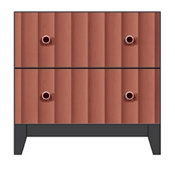 Amish Modern Nightstand with Wooden Base & Ripple Drawer