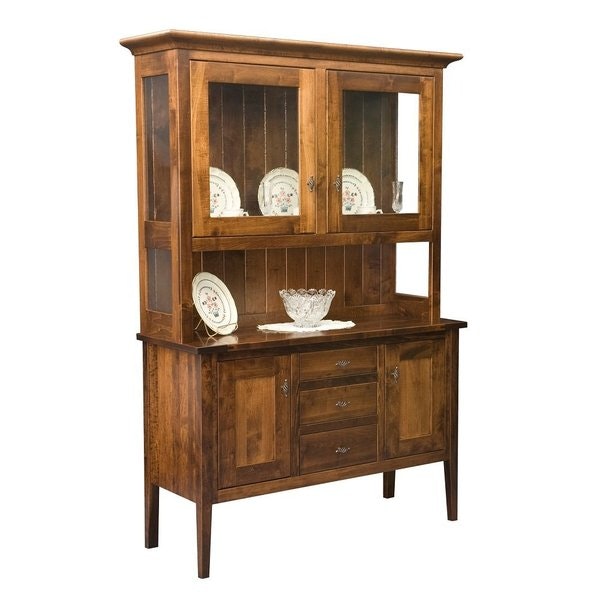 Amish Charleston Tapered Leg Buffet and Hutch Cabinet