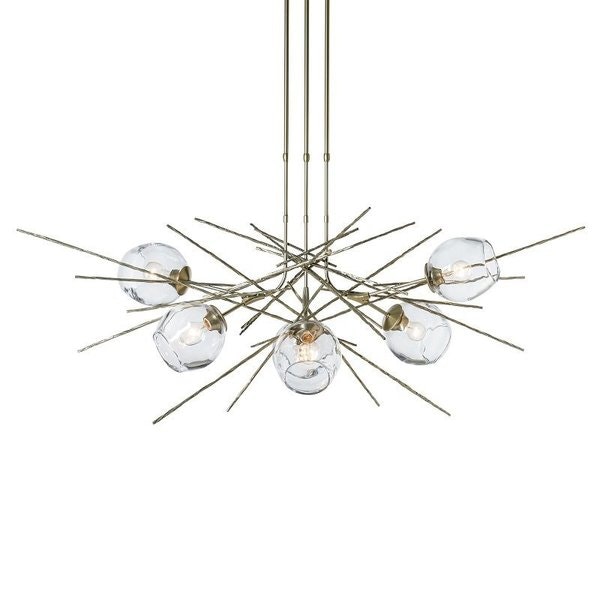 Modern Brass Hubbardton Forge Griffin Pendant on White Background