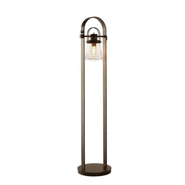 Dark Smoke Finished Hubbardton Forge Erlenmeyer Floor Lamp With Thick Glass Bulb.