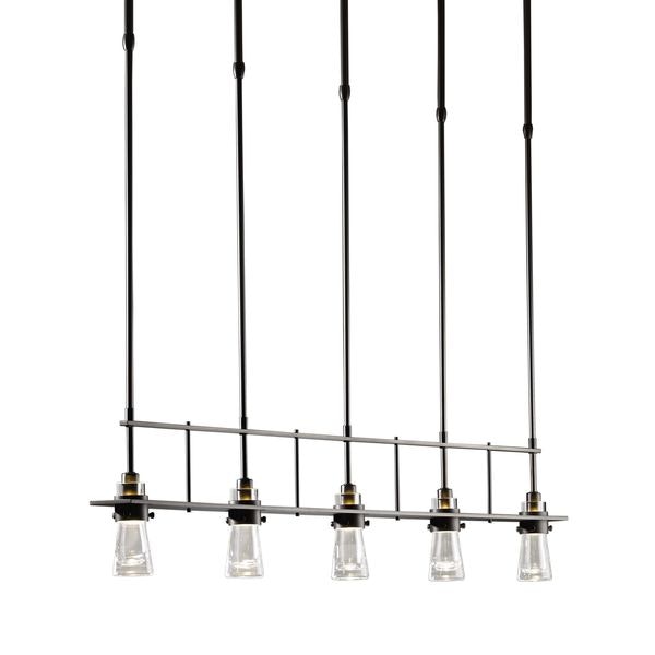 Dark Smoke Hubbardton Forge Erlenmeyer 5 Light Pendant on White Background