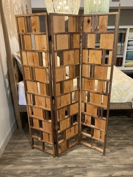 Amish Rustic Cherry and Walnut Wood Room Screen Divider - DutchCrafters Exclusive