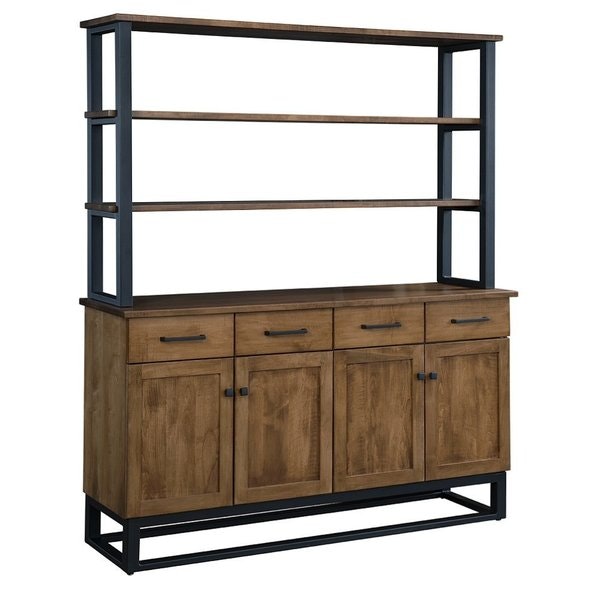 Amish Contemporary Sideboard with Open Hutch Top