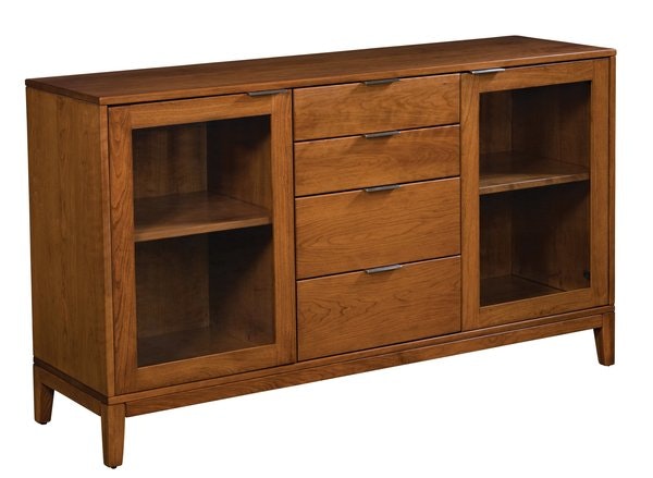 Amish 40 Tall Adagio Solid Wood Modern Sideboard with 2 Doors and 4 Drawers