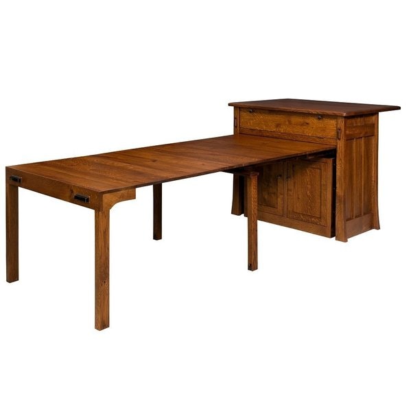 Amish Bentonville Convertible Kitchen Island with Hidden Extending Table