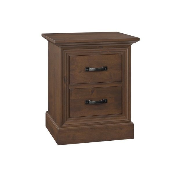 Amish Andy LeAmish Andy Leigh Solid Wood 24 Wide 2-Drawer Night Stand shown in Knotty Alder with Almond Stain, low sheen