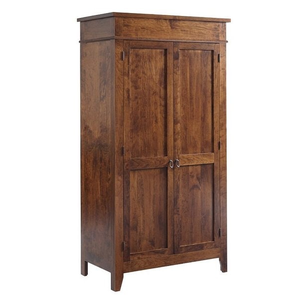 Amish 75 Tall Arizona Solid Wood Wardrobe shown in Rustic Cherry with Michael’s Finish