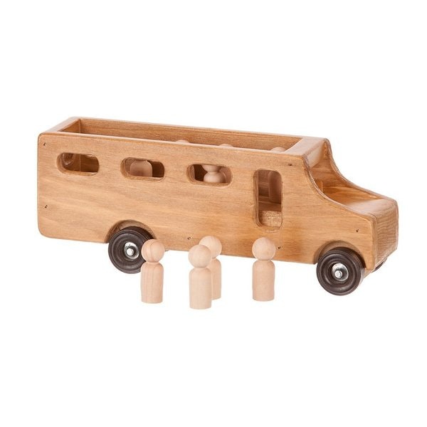 Amish Small Wooden Toy School Bus with Little People In-Stock