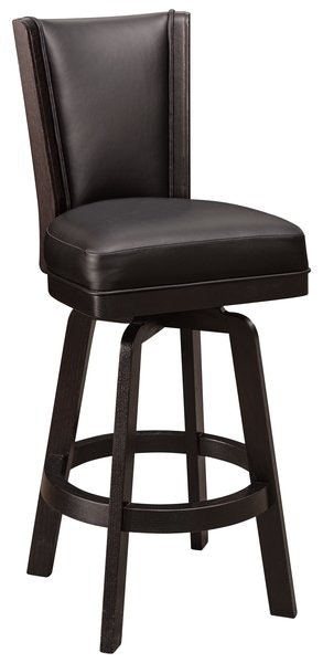 Amish Austin Falls Swivel Bar Stool black leather upholstery on seat and back