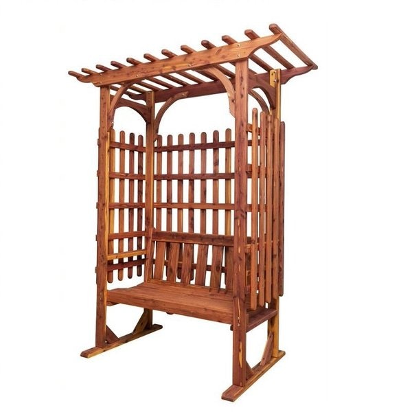 Amish Cedar Wood Garden Arbor with Bench
