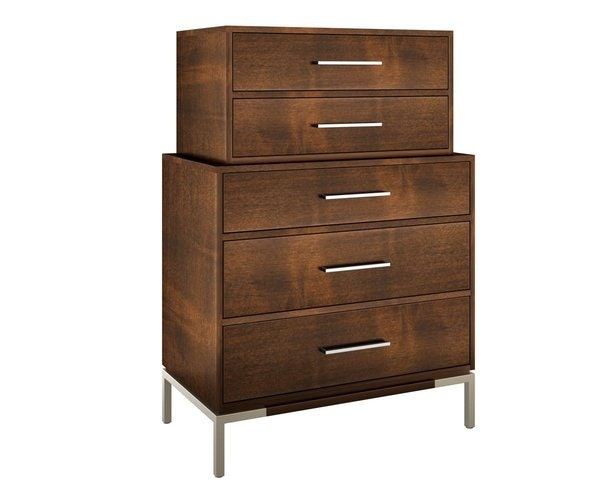 Amish Steuben Modern Maple Wood 5-Drawer Chest of Drawers - Quick Ship