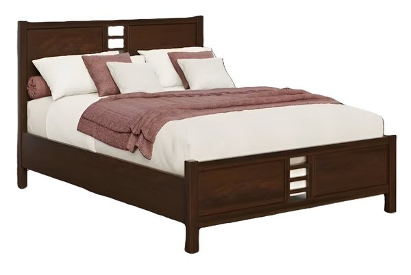 Amish Sable Modern Farmhouse Panel Bed with Cutouts