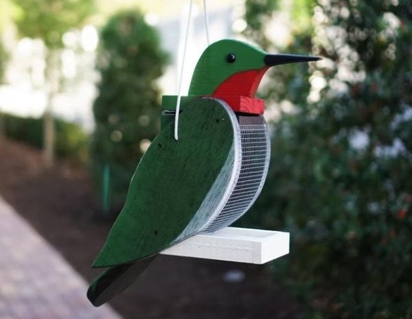 Amish Handcrafted Hummingbird Shaped Bird Feeder